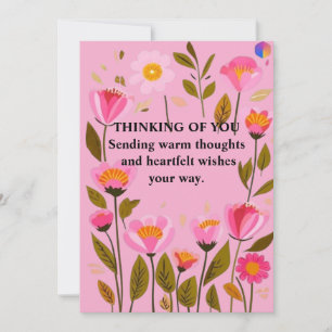 Remerciements Carte de vœux florale Pensées pour toi Rose Wild