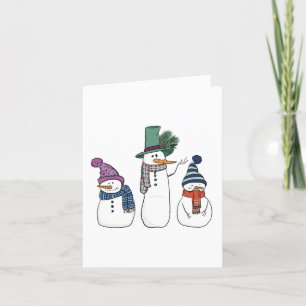 Remerciements Carte de voeux Happy Snowman Family Blank