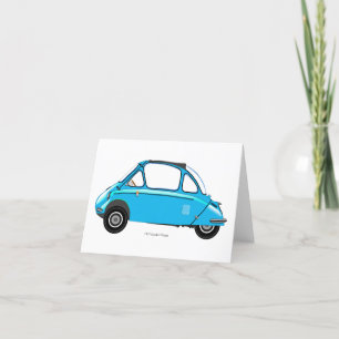 Remerciements Carte de voeux Heinkel Trogan Bubble voiture.