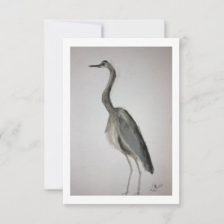 Remerciements Carte de vœux Héron bleu avec enveloppe - Œuvre or