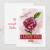 Remerciements Carte de voeux Heureuse Sainte-Valentin (Devant / Derrière)