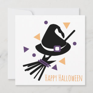 Remerciements Carte de vœux Joyeux Halloween Balai de sorcière