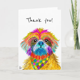 Remerciements Carte de voeux mignonne et colorée de Shih Tzu