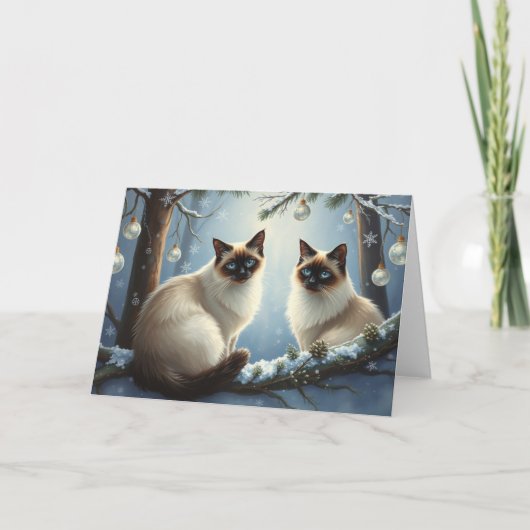 Remerciements Carte de voeux Noël Siamese Cats (Devant)