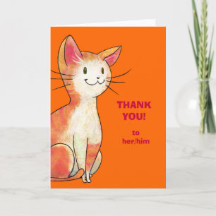 Remerciements Carte de voeux orange de chat (personnalisable)