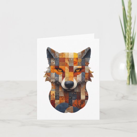 Remerciements Carte de voeux Patchwork Wolf (Devant)