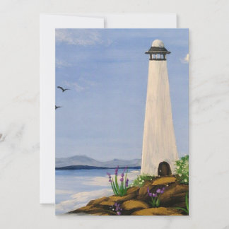 Remerciements Carte de voeux phare charmant sur le rivage.