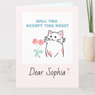 Remerciements Carte de voeux Pink Adorable Chat&Rose Plié