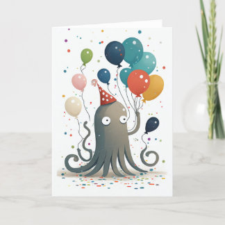 Remerciements Carte de voeux pliée de la fête d'Octopus