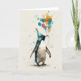 Remerciements Carte de voeux pliée du Casquette de fête Penguin