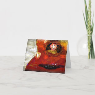 Remerciements Carte de vœux pliée Lanterne Vietnamienne