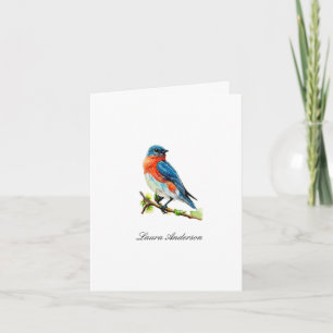 Remerciements Carte de vœux pliée oiseau bleu de Pâques aquarell