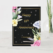 Carte de voeux pour les 11 ans de mariage Élégant