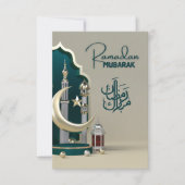 Remerciements Carte de vœux Ramadan verte et grise (Devant)
