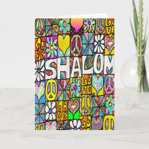 Remerciements Carte de vœux rétro Shalom psychédélique des année
