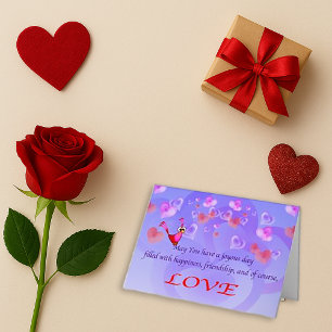 Remerciements Carte de vœux Saint-Valentin Oiseau Cœur Pourpre