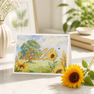 Remerciements Carte de vœux unique avec Bonjour et Tournesols