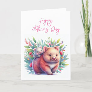 Remerciements Carte de vœux Wombat pour la fête des Mères