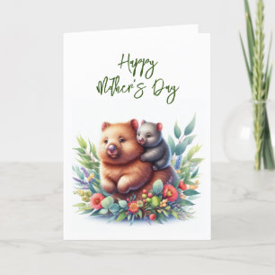 Remerciements Carte de vœux Wombat pour la fête des mères