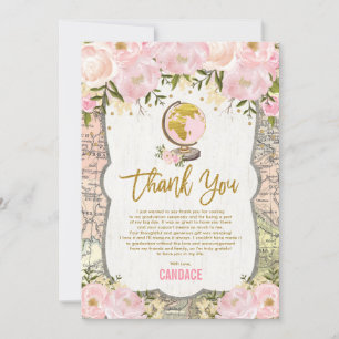 Remerciements Carte de voyage vintage Rose Gold Floral