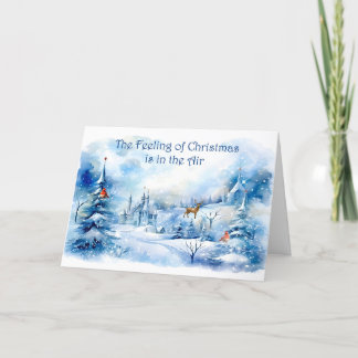 Remerciements Carte d'impression de Noël en Pittoresque de neige