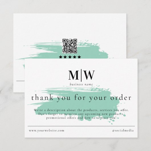 Remerciements Carte d'information de commande d'emballage avec m (Devant / Derrière)