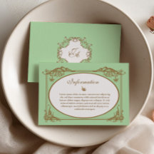 Carte d'information de mariage baroque vert menthe