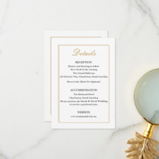 Remerciements Carte d'insertion de détails de mariage à bordure 
