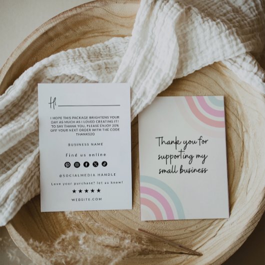 Remerciements Carte d'insertion de package Small Business