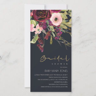 REMERCIEMENTS CARTE D'INVITATION DE MARIAGE FLEURIE ROSE NOIR RO