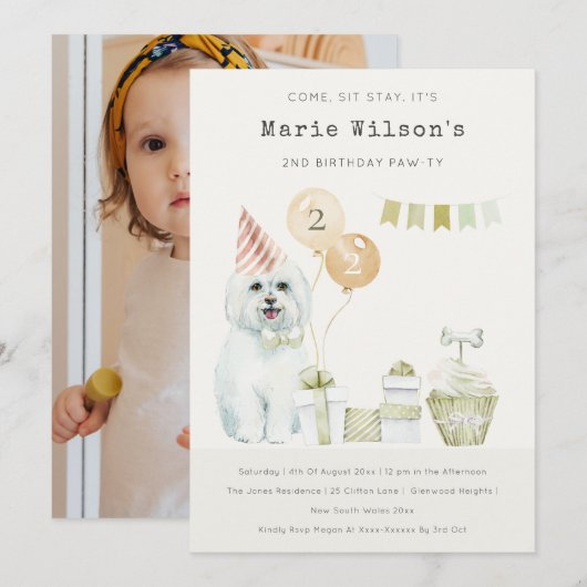 Remerciements Carte d'invitation pour anniversaire de tout âge a (Devant / Derrière)