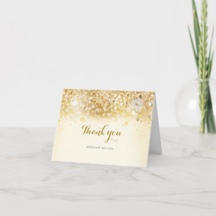 Remerciements Carte d'or scintillante d'invitation de Noël de