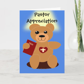 Remerciements Carte d'ours de bible d'appréciation de pasteur