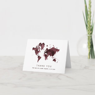 Remerciements Carte du monde de Bourgogne Élégant Mariage de t