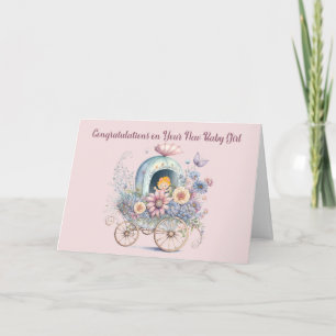 Remerciements Carte fille bébé Fleurs de transport et bébé