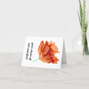 Remerciements Carte florale de pavot orange personnalisable