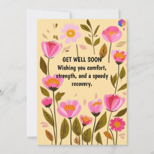 Remerciements Carte florale de rétablissement Fleurs roses pou