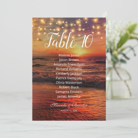 Remerciements Carte graphique de la table de plage de Sunset Tro (Debout devant)