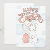 Remerciements Carte Joyeuse Pâques | Lapin Mignon et Œuf de Pâqu (Devant / Derrière)