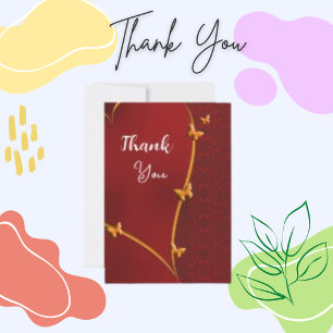 Remerciements Carte Merci, Carte de voeux Red Gold Heart
