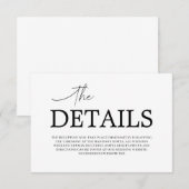 Remerciements Carte minimale de détails de mariage (Devant / Derrière)