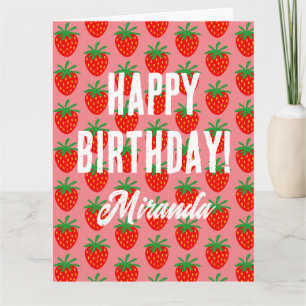 Remerciements Carte motif d'anniversaire de la mignonne fraise r