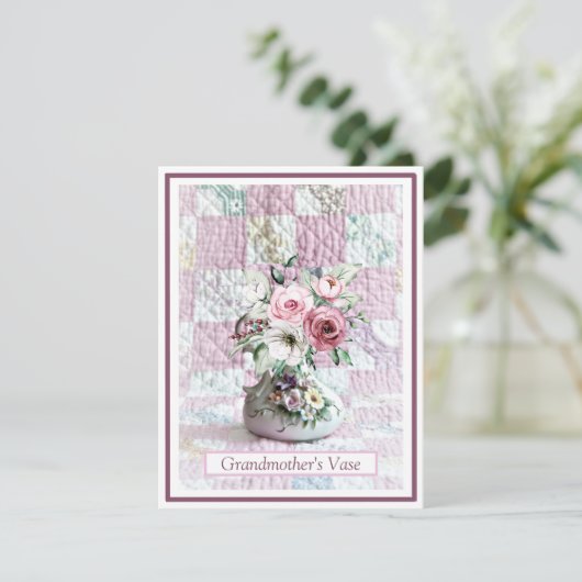 Remerciements Carte Note Vase de grand-mère (Debout devant)