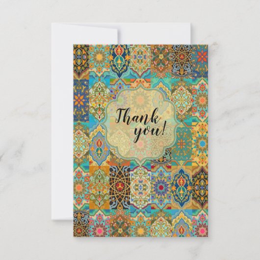 Remerciements Carte personnalisée de l'ornement arabesque maroca (Devant)