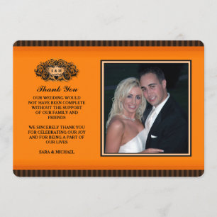 Remerciements Carte photo de remerciement - Orange et Noir
