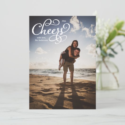 Remerciements Carte photo de script élégant (Debout devant)