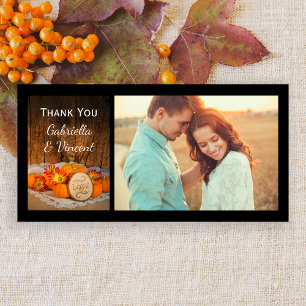 Remerciements Carte photo Mariage de automne Citrouille rustique