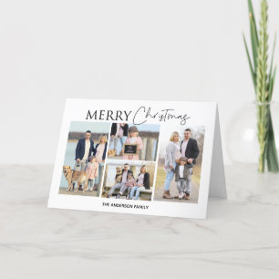 Remerciements Carte photo moderne de Noël pliée de quatre photos