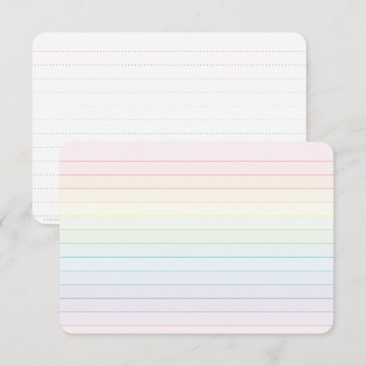 Remerciements Carte Plat Rainbow Pastel avec règle de point (Devant / Derrière)