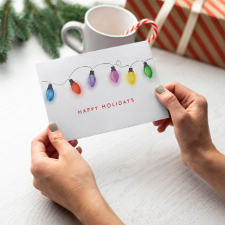 Remerciements Carte pliée de Noël aux lumières aquarelles élégan
